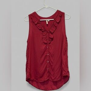 Frenchi pink Sleeveless Ruffled Button up Blouse Medium